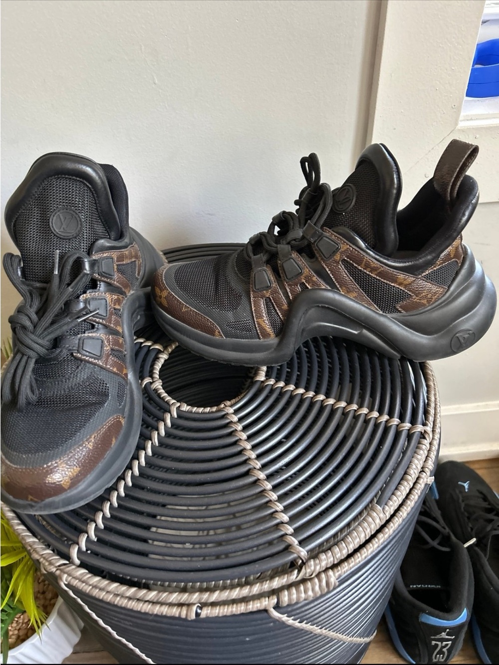 Louis Vuitton Black & Brown Monogram Runner Sneakers